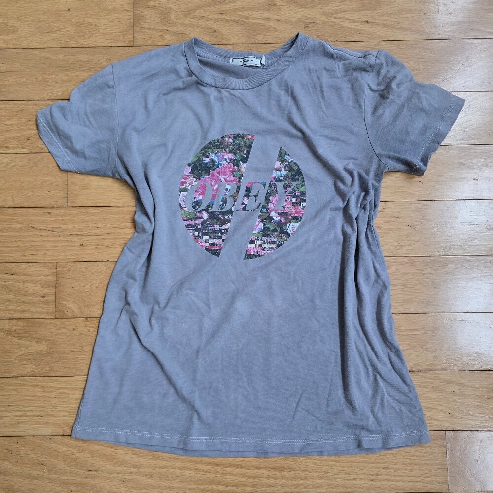 Obey | whimsy floral logo gray short sleeve t-shirt | WMS XS